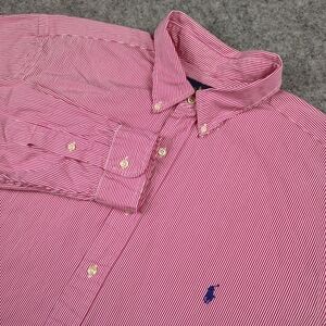 The Ralph Lauren Men's XLT Classic Fit Red Striped Long Sleeve Button Down Shirt